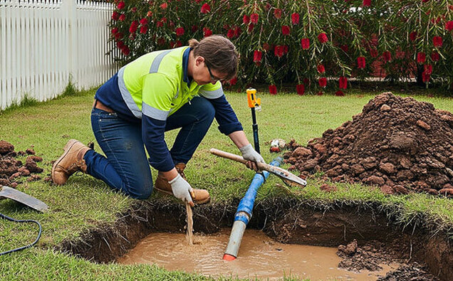 Plumber Digging Pipe